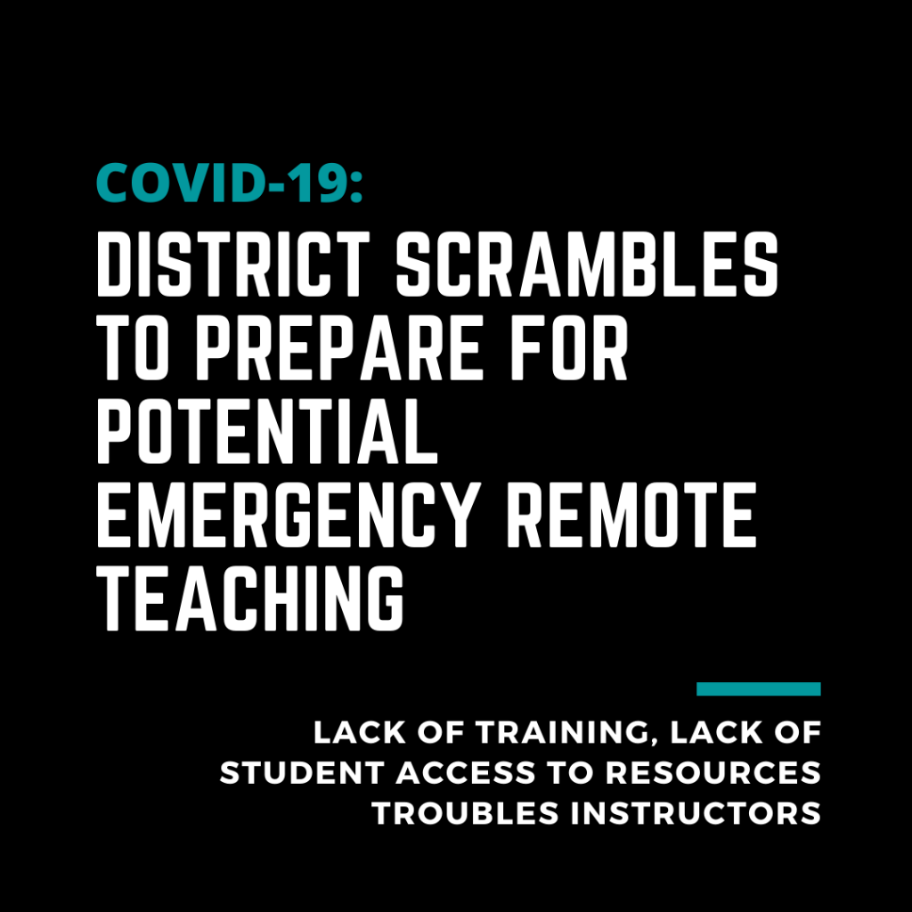 Text: District scrambles to prepare for potential emergency remote teaching