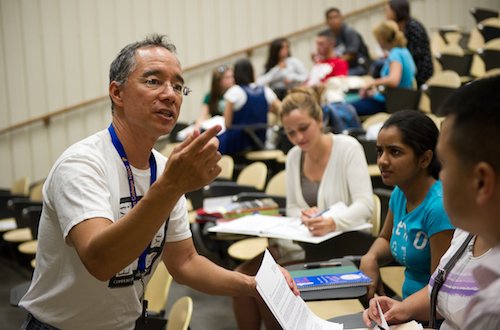 Area 4 trustee Nicky González Yuen teaching at De Anza College. (Photo courtesy of Nicky González Yuen)