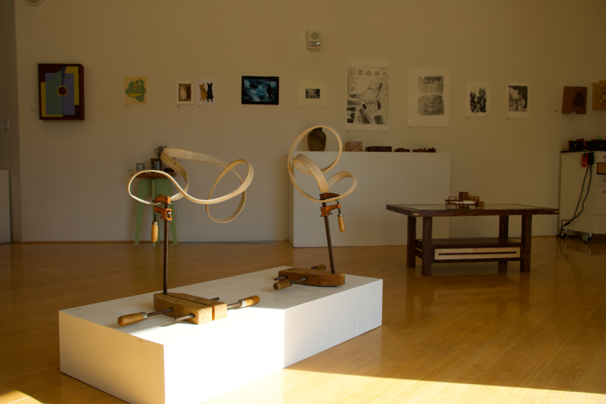 The pieces shown in Clay, Paper, Wood are crafted by advanced Laney students across many mediums. The gallery offers a tranquil space in the center of Laney College’s campus.