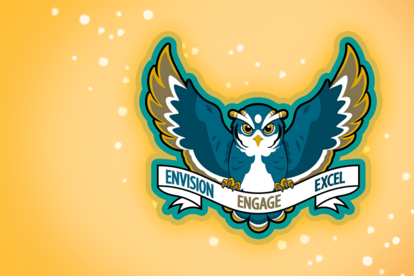 Berkeley City College Multimedia Arts student Yunha Kim created the new owl mascot in collaboration with Marcus Creel, the district's graphic design specialist. (Owl and banner design via Yunha Kim and Marcus Creel. Used with permission.)